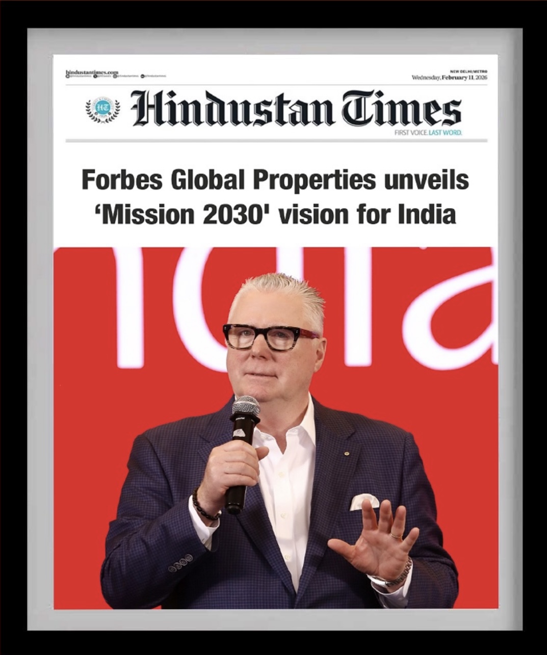 Hindustan Times press coverage of Forbes Global Properties Mission 2030