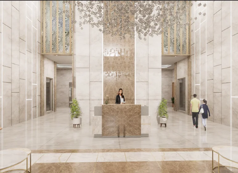 Clubhouse facade with emergency access provisions